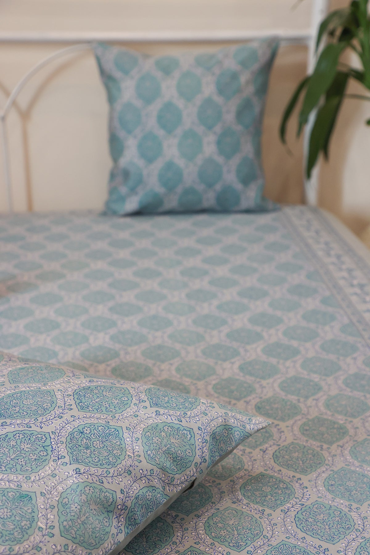 Blue Buta Cotton Bedcover