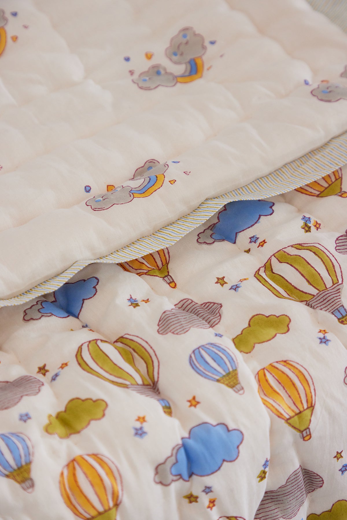 Blue Hot Air Balloon Baby Quilt