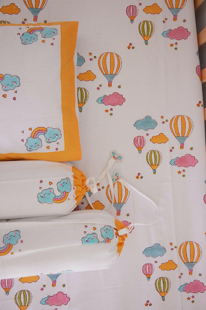 Sunshine Yellow Hot Air Balloon Cot Set