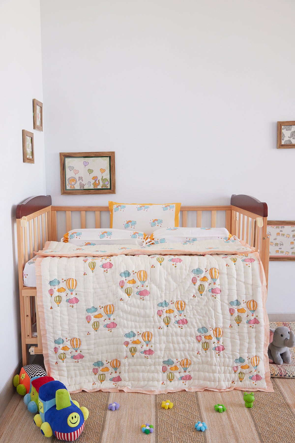 Sunshine Yellow Hot Air Balloon Baby Quilt