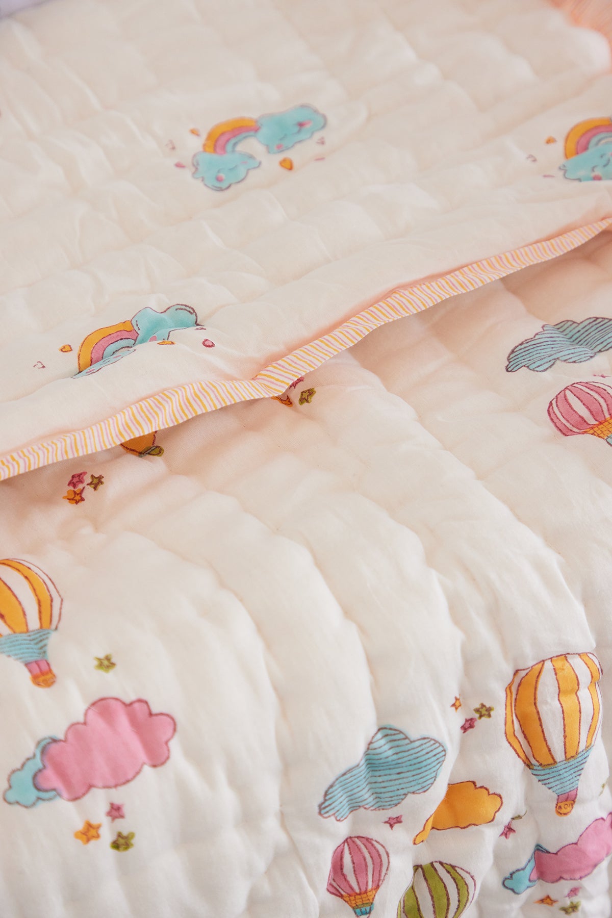 Sunshine Yellow Hot Air Balloon Baby Quilt