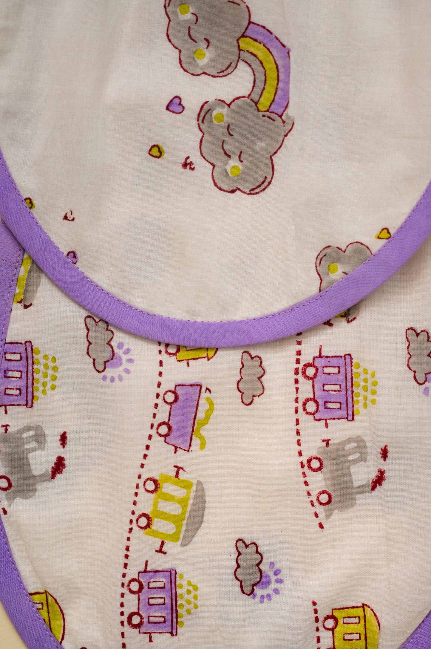 Lilac Train Cotton Reversible Burp Cloth- Pack of 2