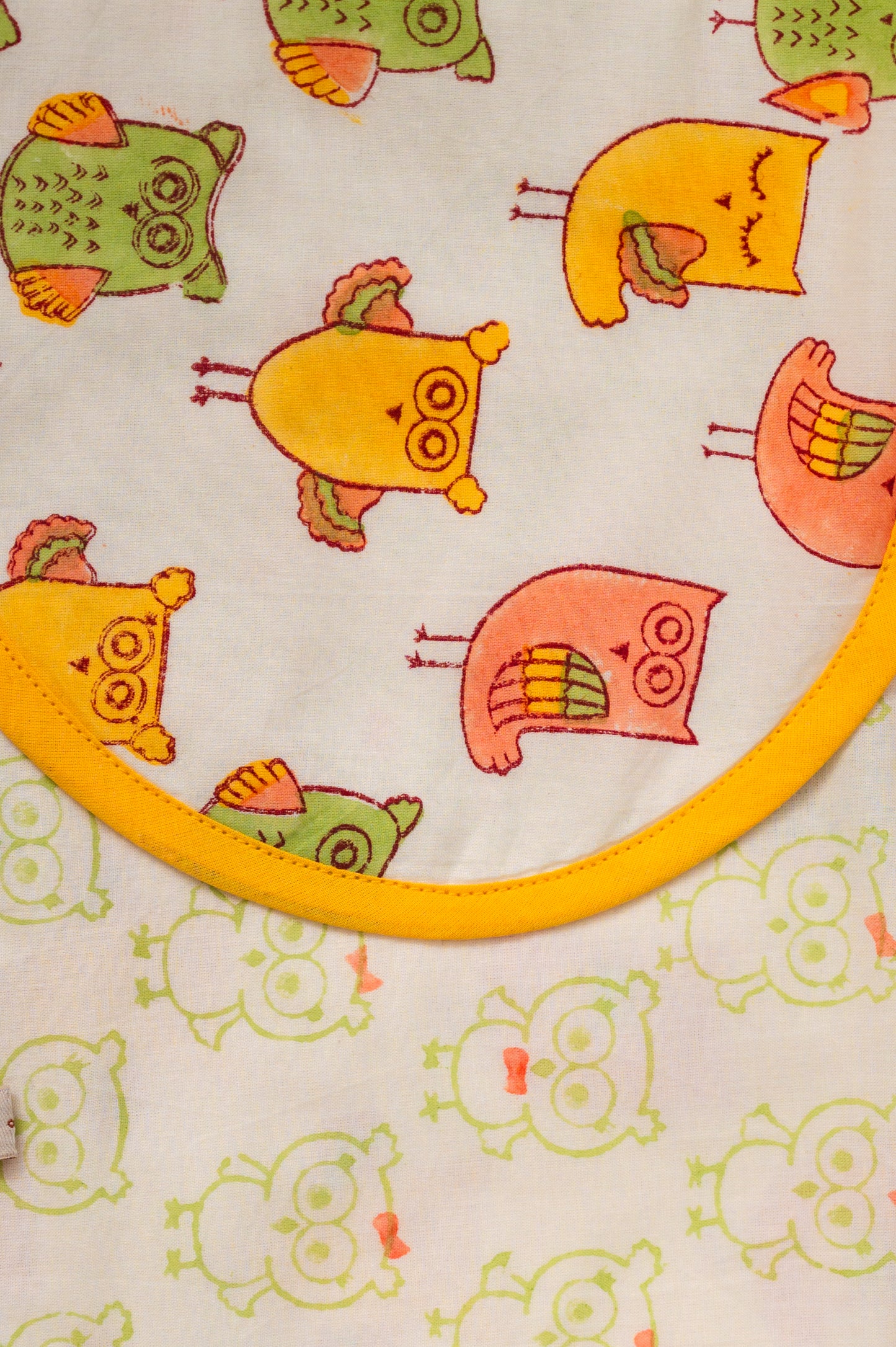 Multicolor Owl Cotton Reversible Burp Cloth- Pack of 2