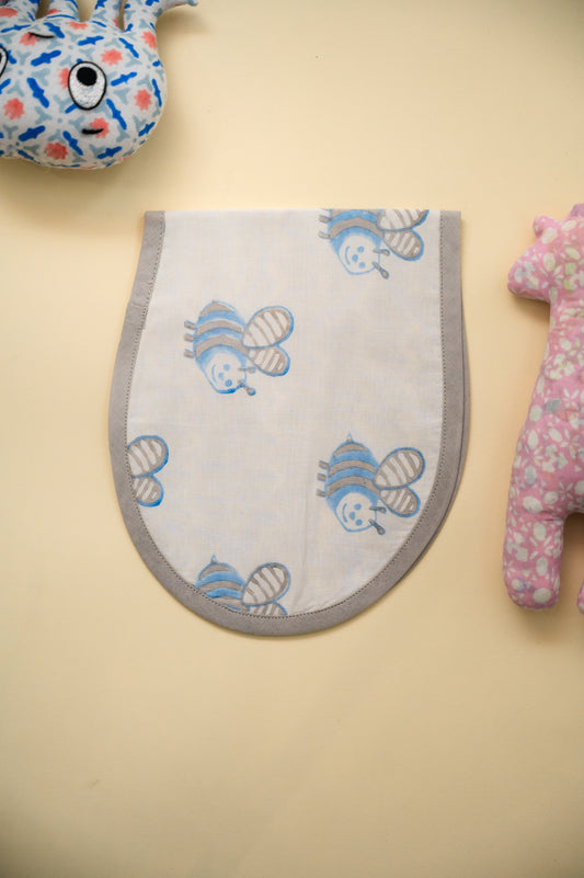 Blue Honeybee Cotton Reversible Burp Cloth- Pack of 2