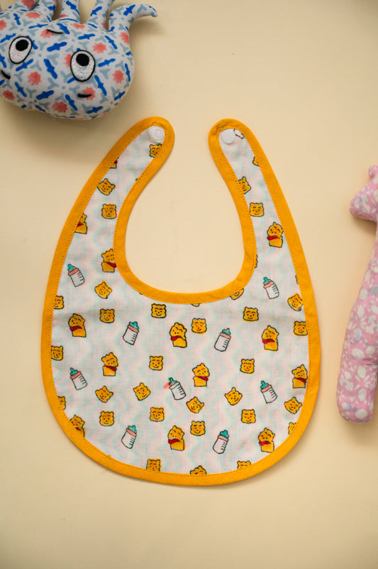 Yellow Cotton Reversible Bib - Pack of 2