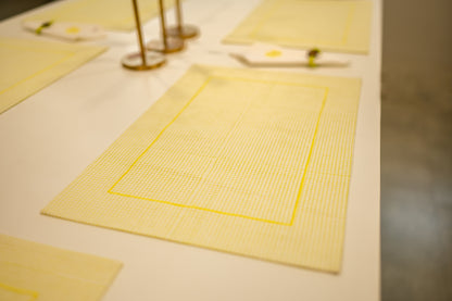 Yellow Chequered Festive Dining Mat Set