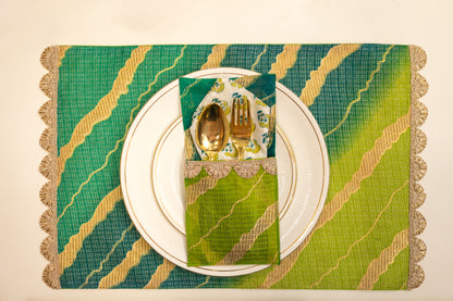 Green Leheriya Festive Dining Mat Set