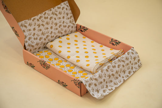 Yellow Floral Hand Towel Gifting Set