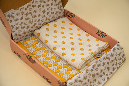 Yellow Floral Hand Towel Gifting Set