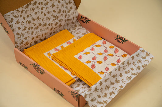 Yellow Floral Face Towel Gifting Set