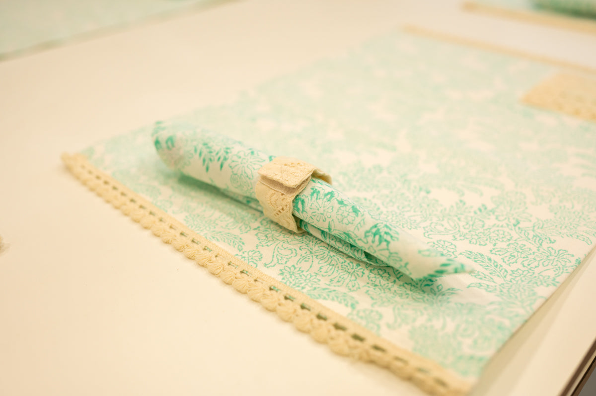 Sea Green Jaal Festive Dining Mat Set