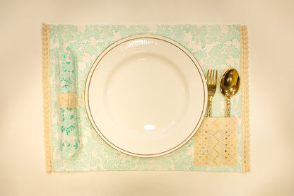 Sea Green Jaal Festive Dining Mat Set