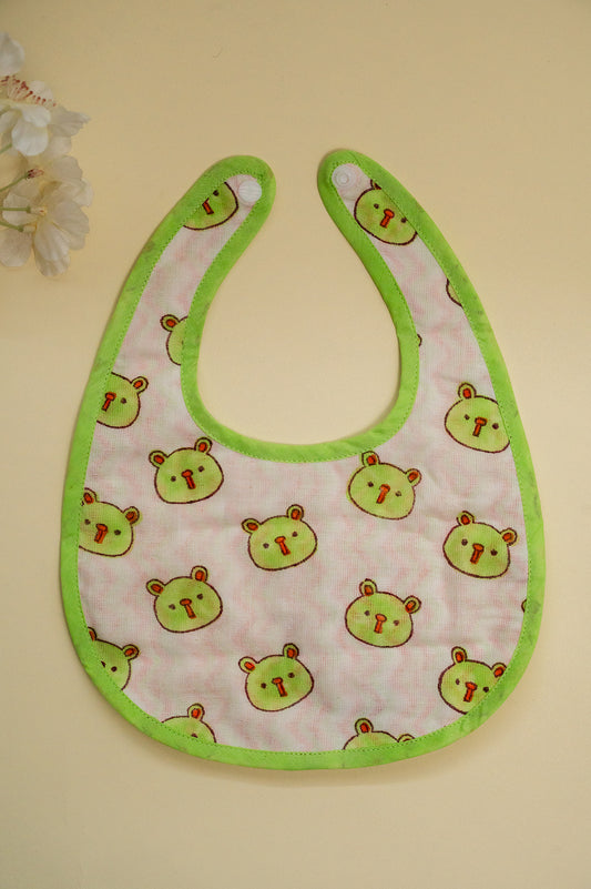 Green Panda Cotton Reversible Bib - Pack of 2