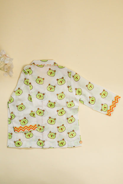 White Green Panda Kids Night Suit