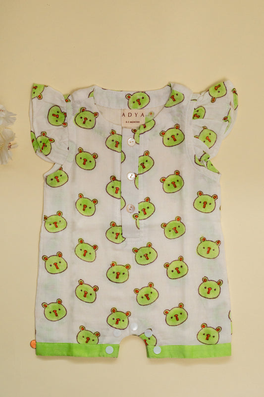 Green Panda Infant Romper