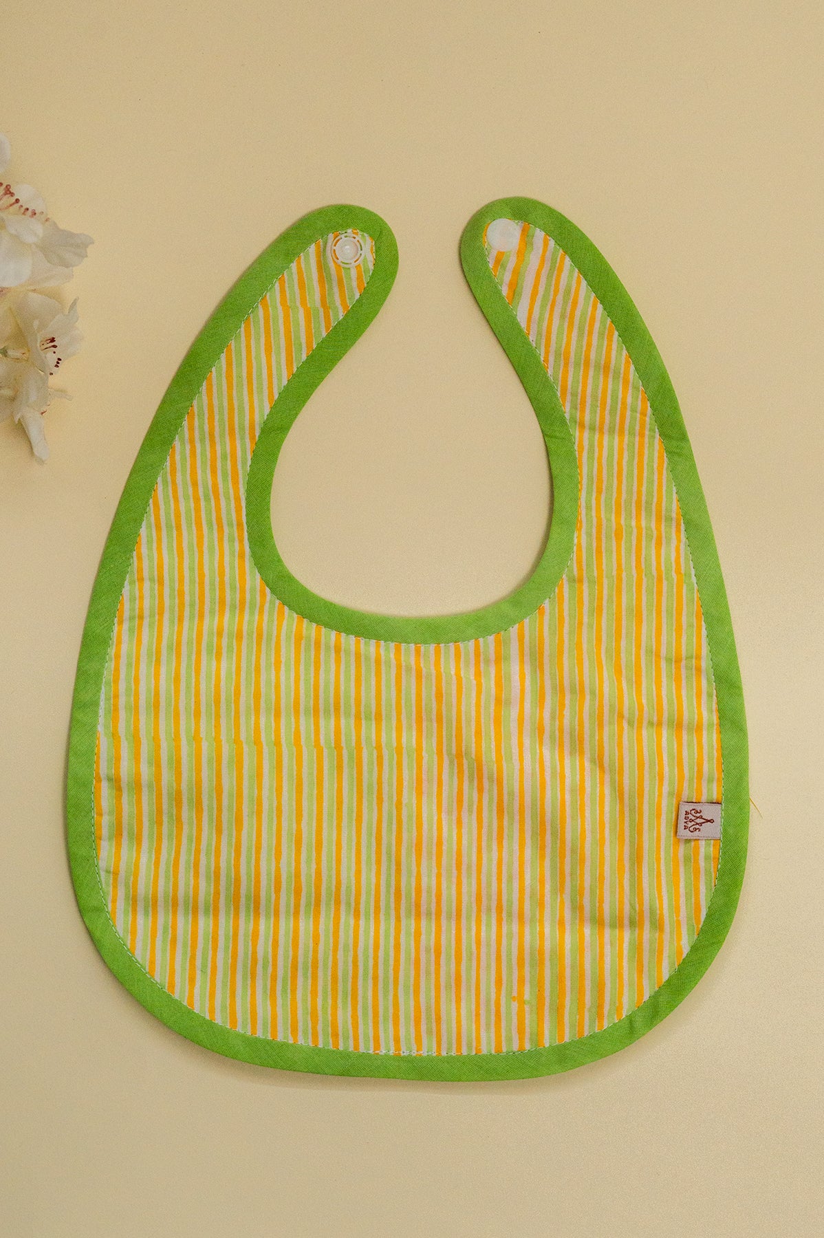 Orange & Green Geometric Cotton Reversible Bib - Pack of 2