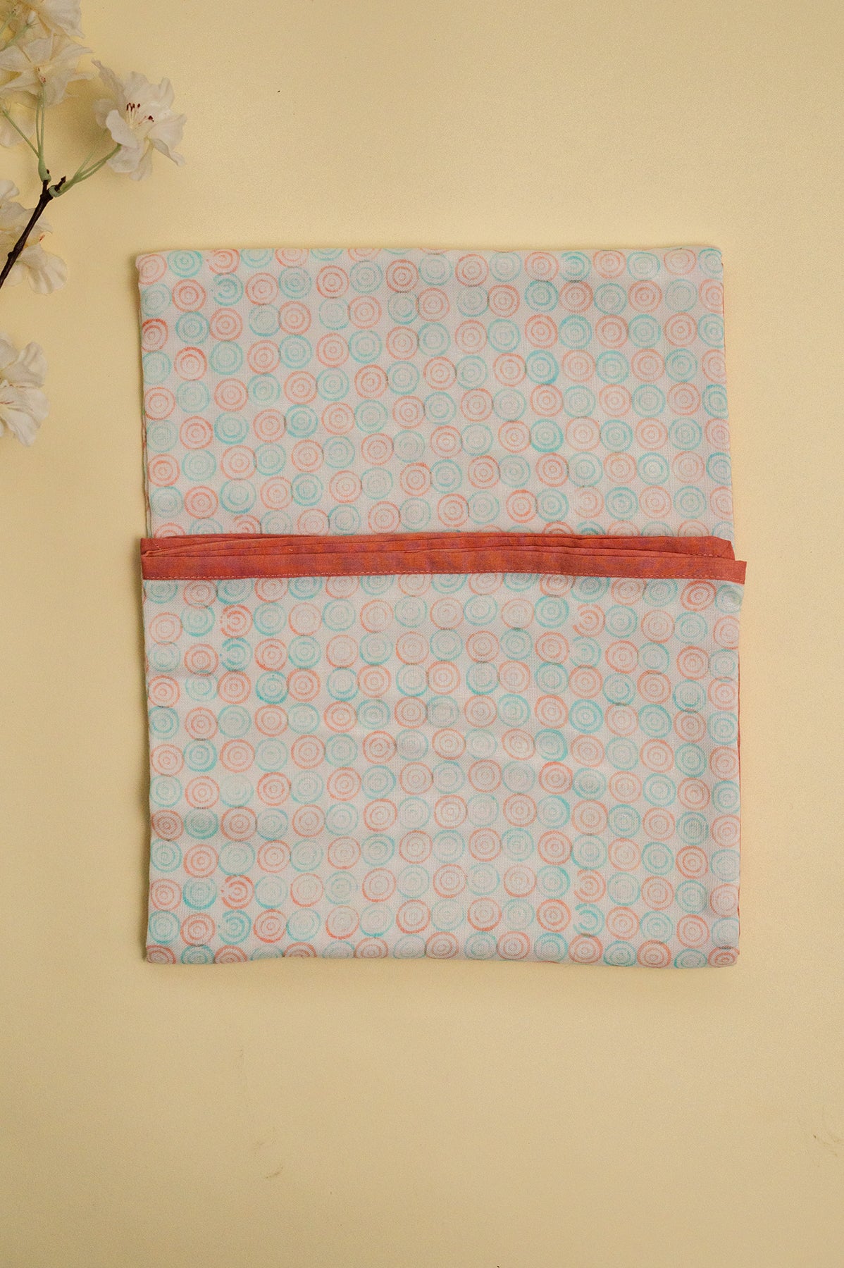 Peach & Blue Spiral Cotton Swaddle