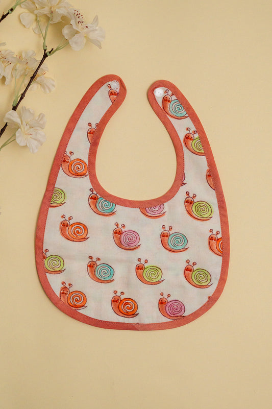 Colorful Snail Cotton Reversible Bib - Pack of 2