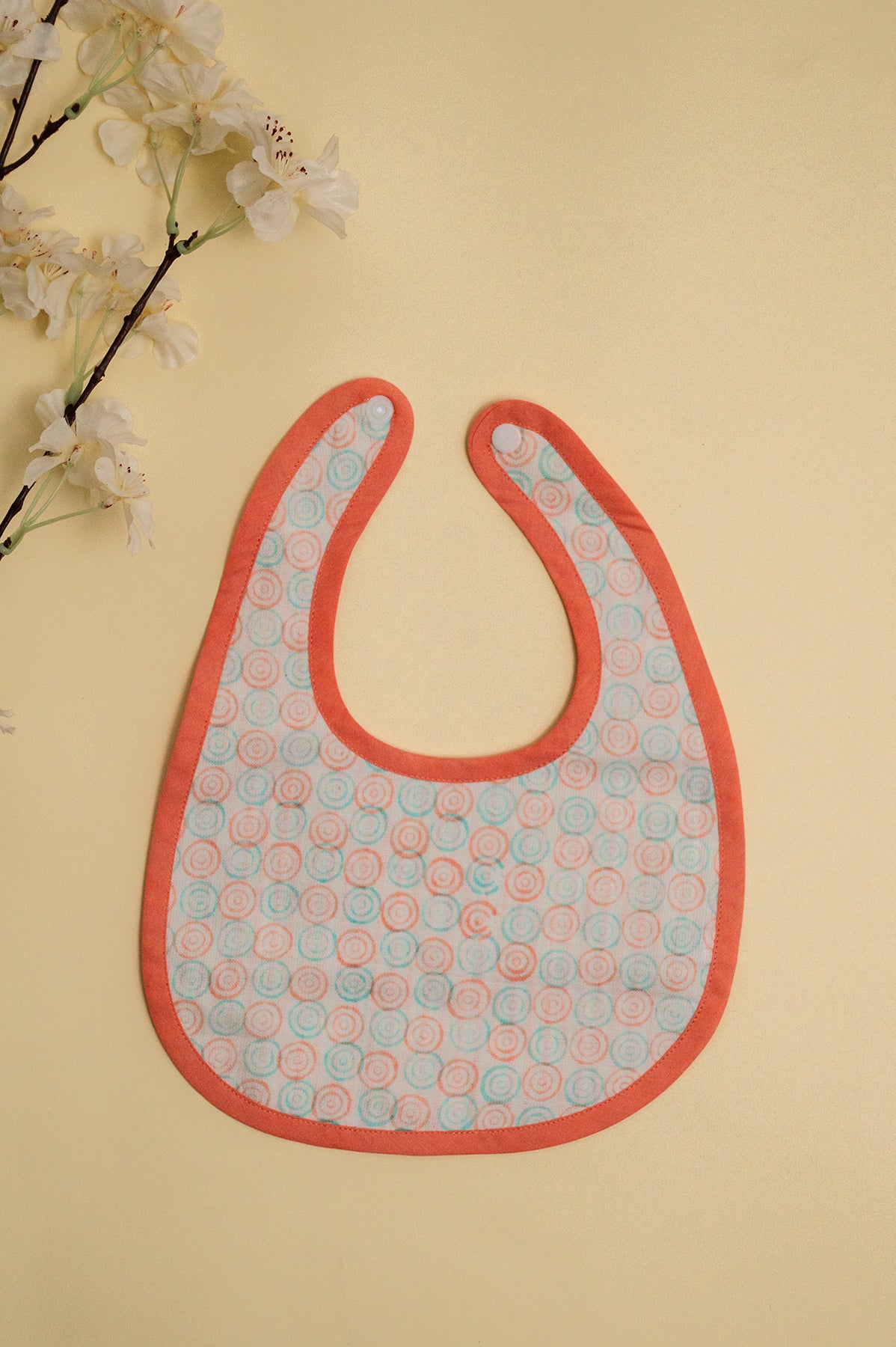 Peach & Blue Spiral Cotton Reversible Bib - Pack of 2