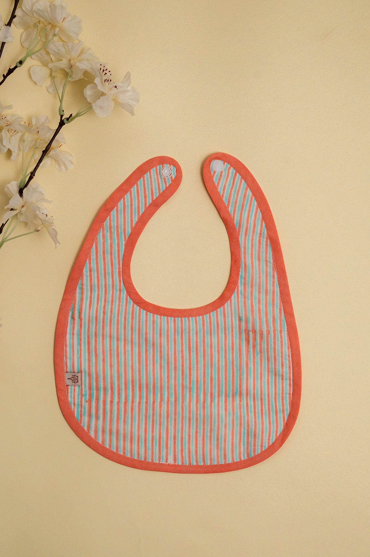 Peach & Blue Spiral Cotton Reversible Bib - Pack of 2