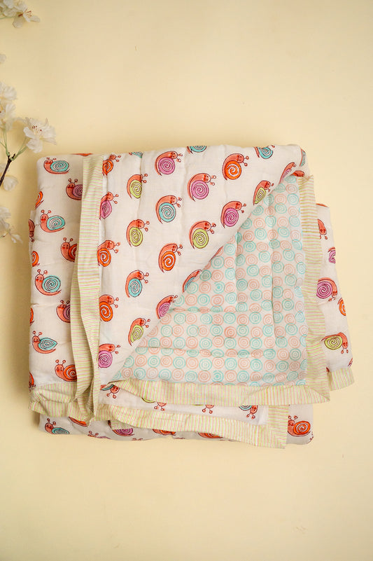 Pink Snail Reversible Baby Quilt