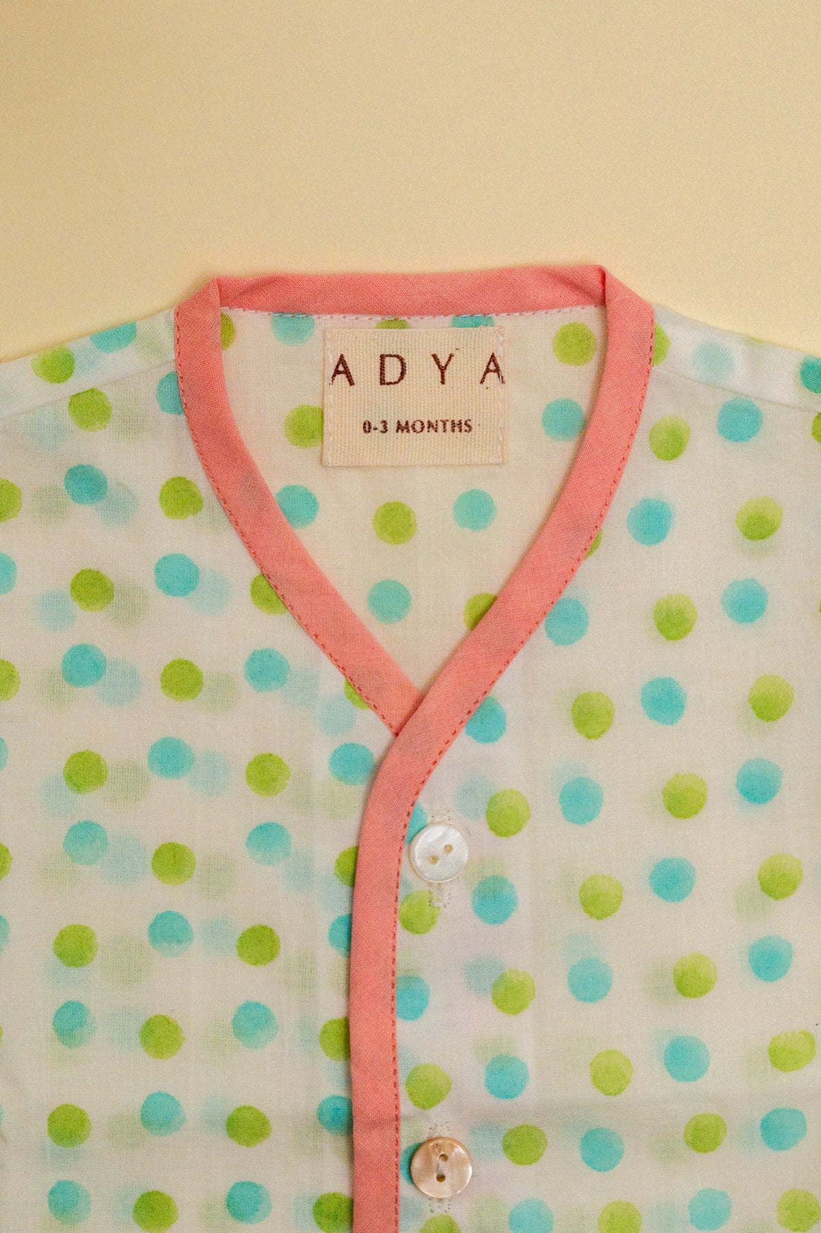 Green & Blue Polka Dots Infant Jhabla