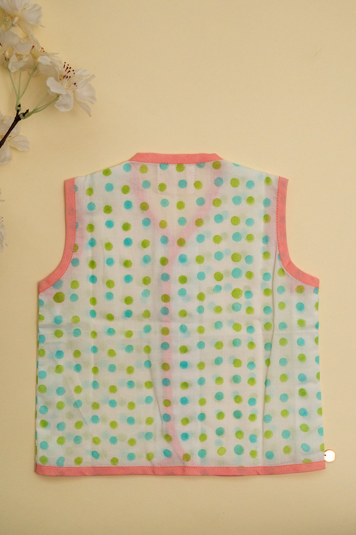 Green & Blue Polka Dots Infant Jhabla