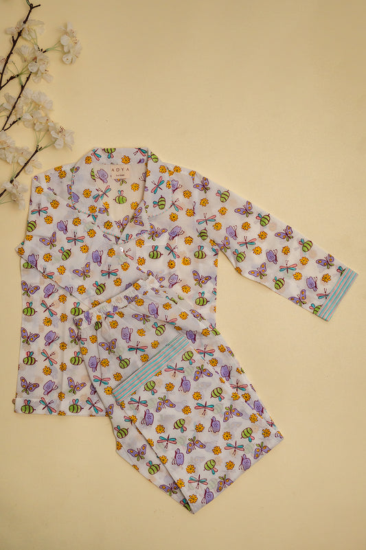 Lilac Butterfly Kids Night Suit