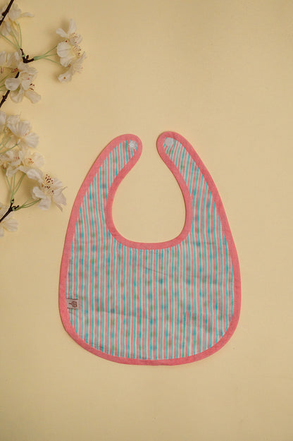 Pink Blue Polka Dots Cotton Reversible Bib - Pack of 2