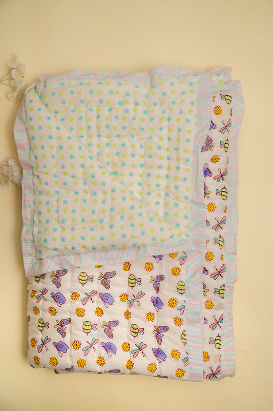 Lilac Butterfly Reversible Baby Quilt