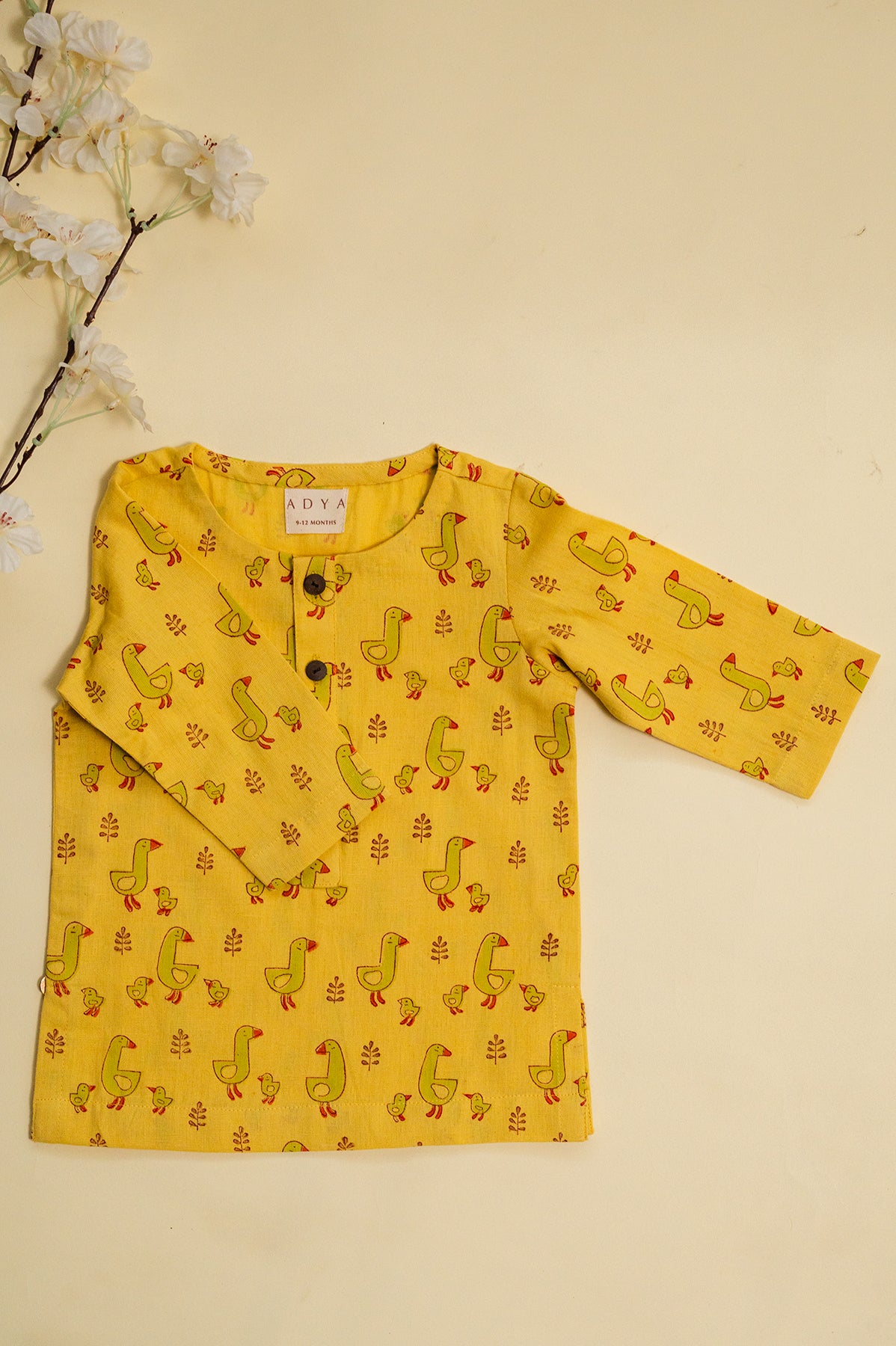 Yellow Duckling Block Print Kurta Set