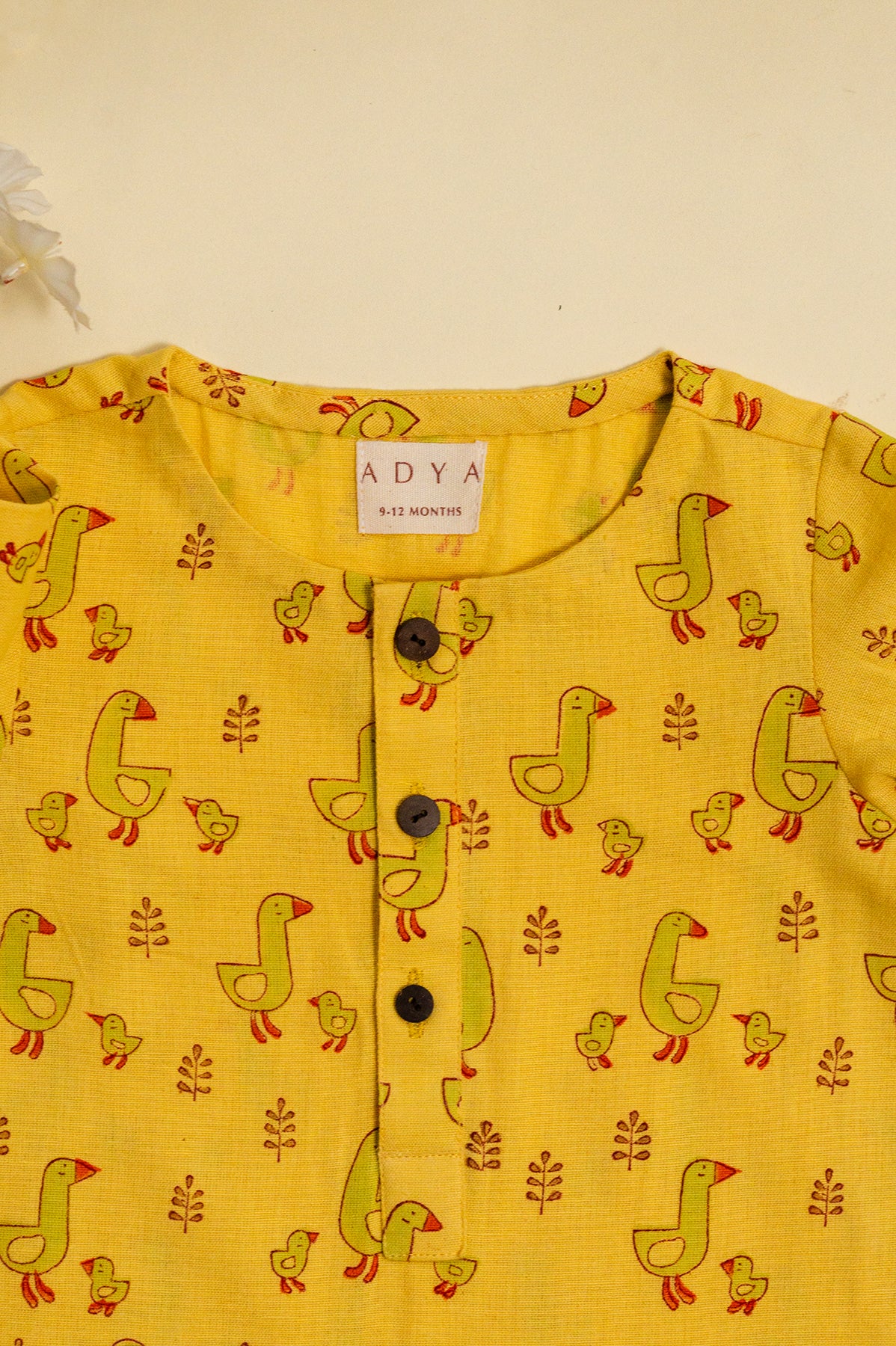 Yellow Duckling Block Print Kurta Set