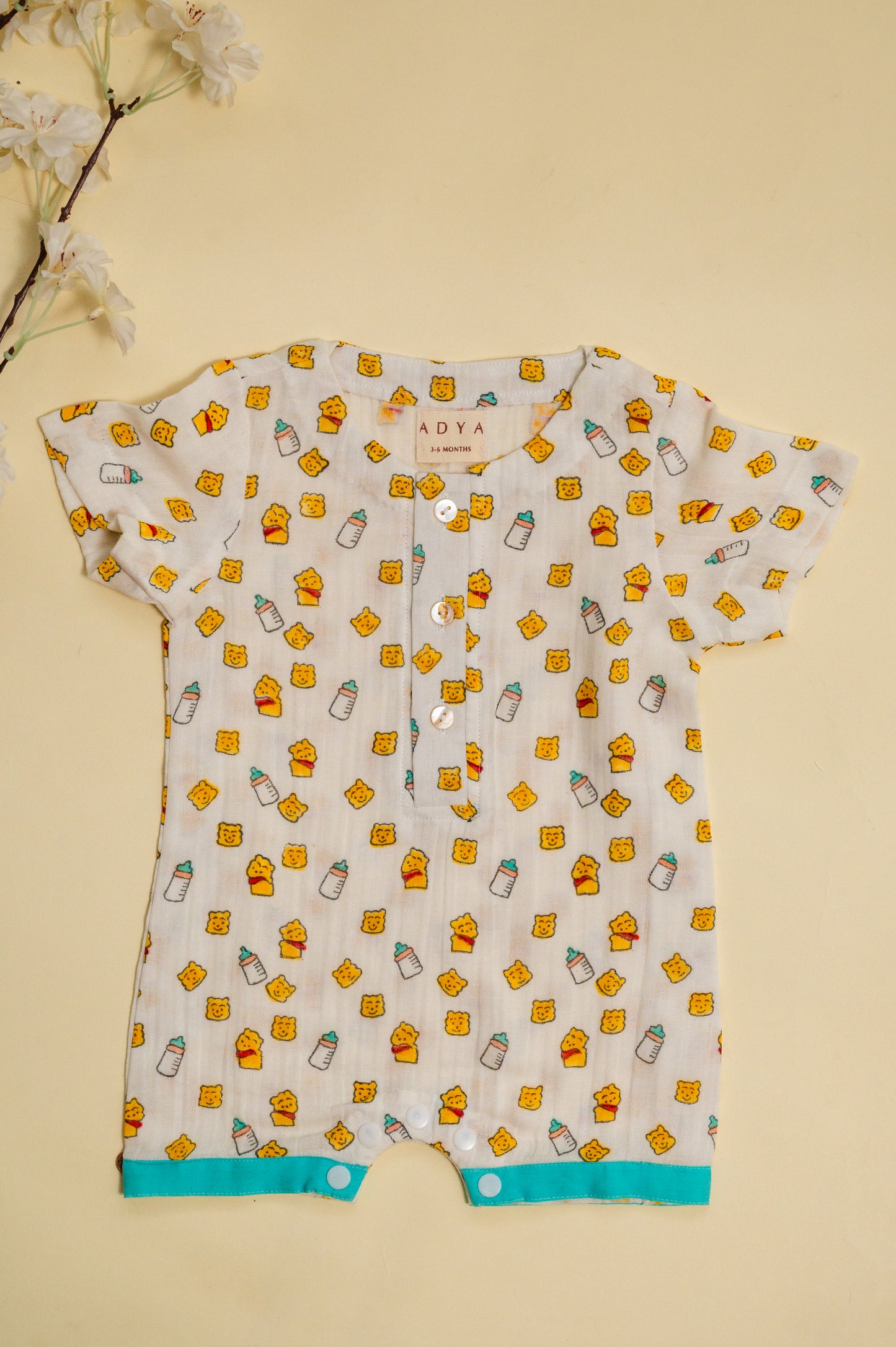 Yellow Pooh Infant Romper