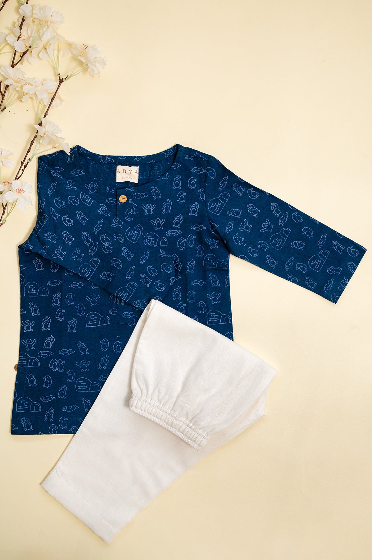 Blue Penguin Block Print Kurta Set