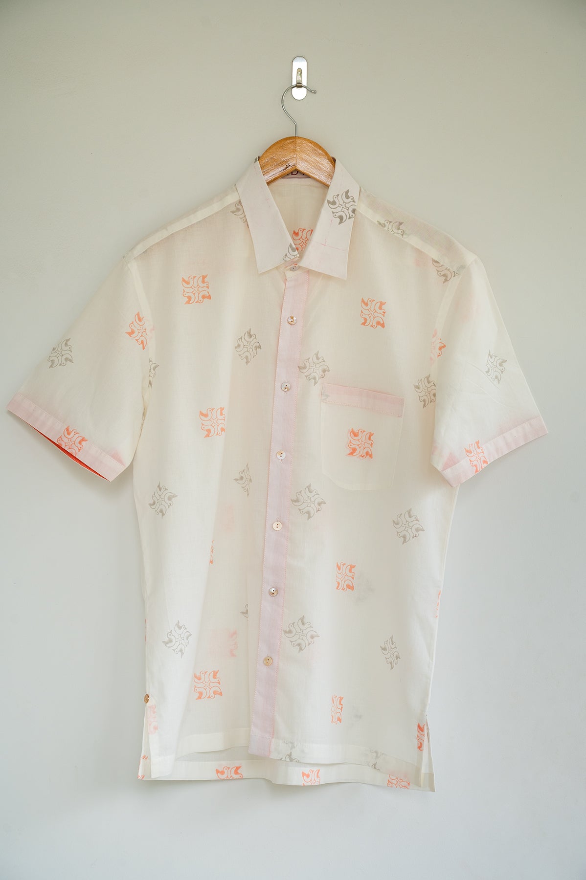 Orange & Grey Bird Men's Shirt