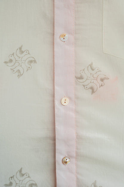 Orange & Grey Bird Men's Shirt