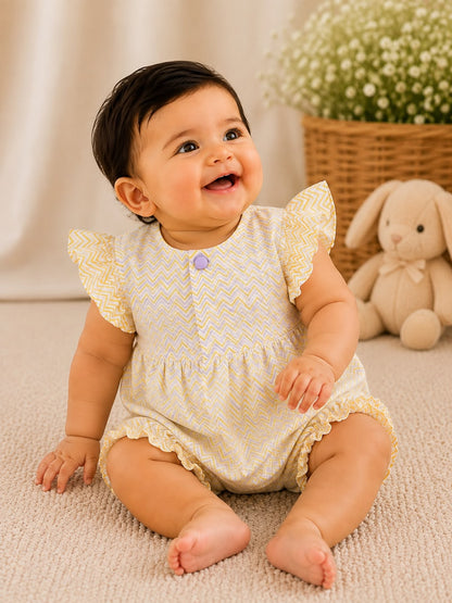BUTTERCUP BLOOM DOUBLE GAUZE LEHERIYA STRIPES ROMPER