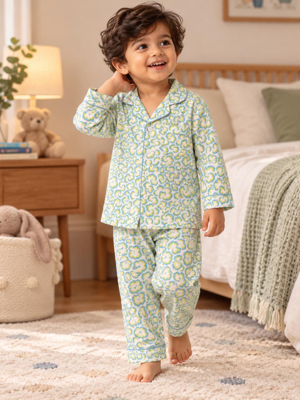 Blue Pista Bloom Night Suit