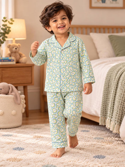 Blue Pista Bloom Night Suit