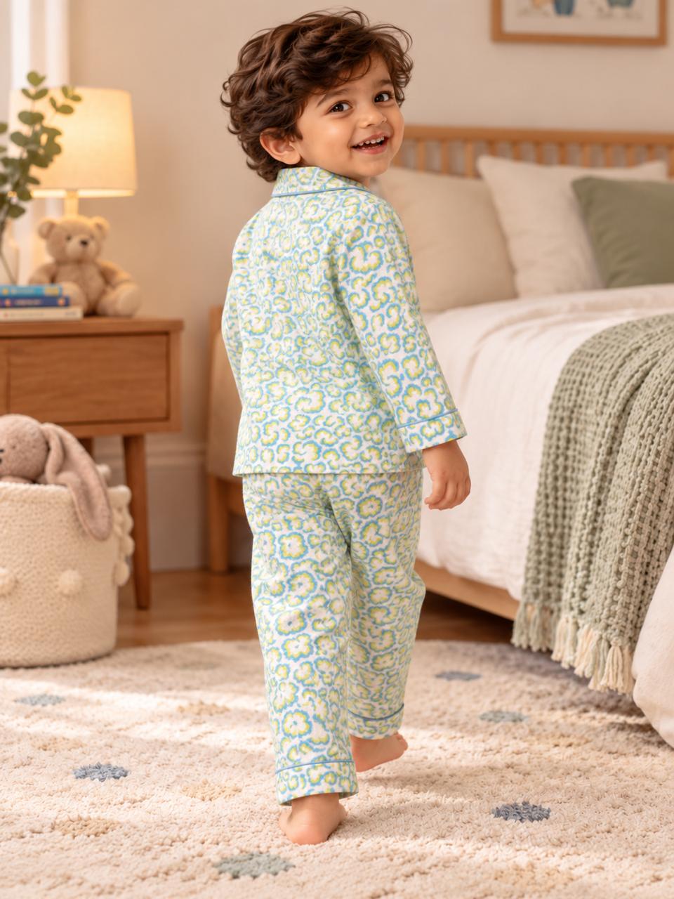 Blue Pista Bloom Night Suit