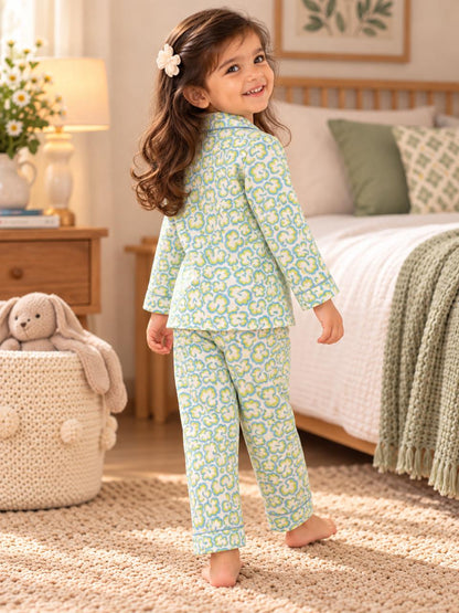 Blue Pista Bloom Night Suit