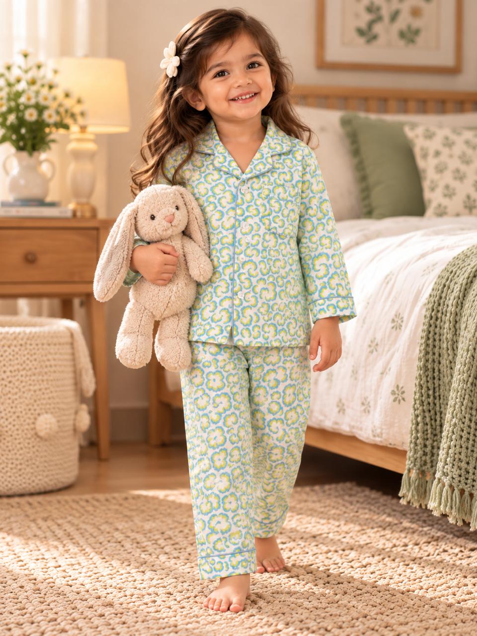 Blue Pista Bloom Night Suit