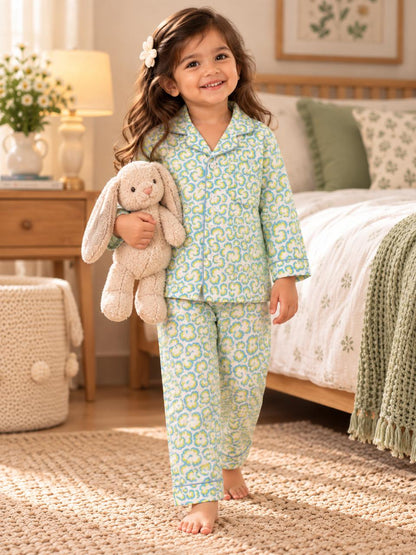 Blue Pista Bloom Night Suit