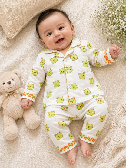 White Green Panda Kids Night Suit