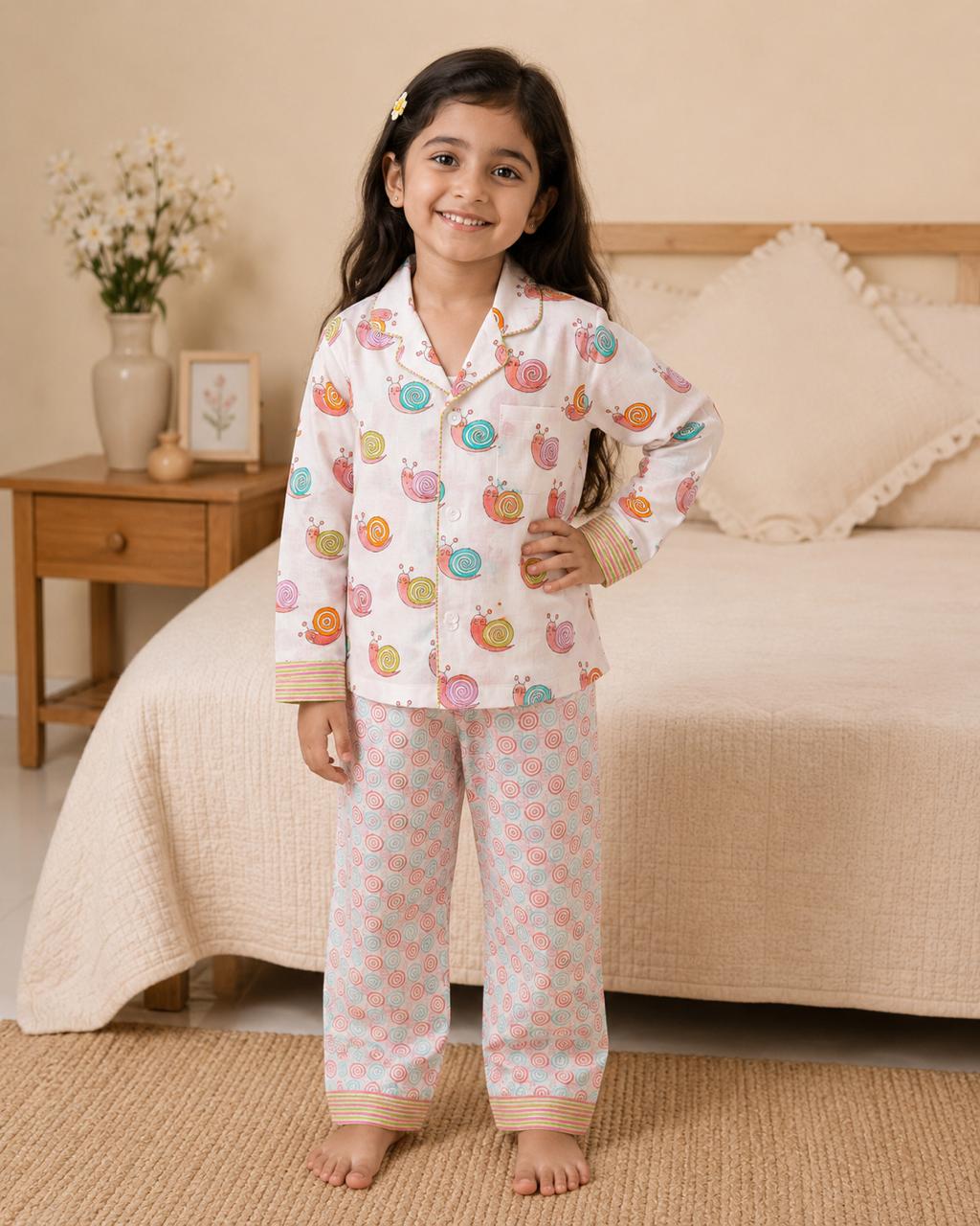 Multicolor Snail Kids Night Suit