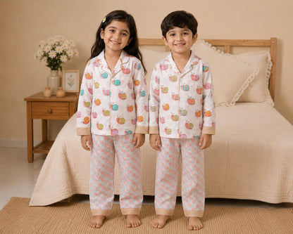 Multicolor Snail Kids Night Suit