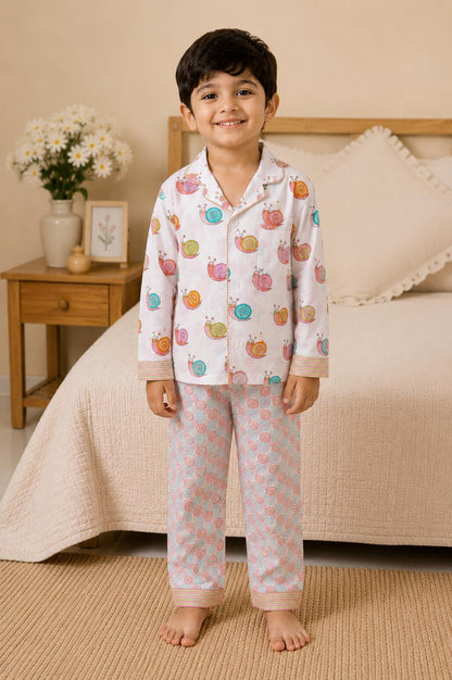 Multicolor Snail Kids Night Suit