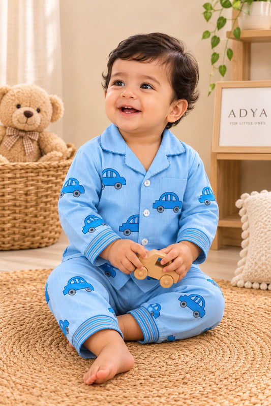 Blue Car Kids Night Suit