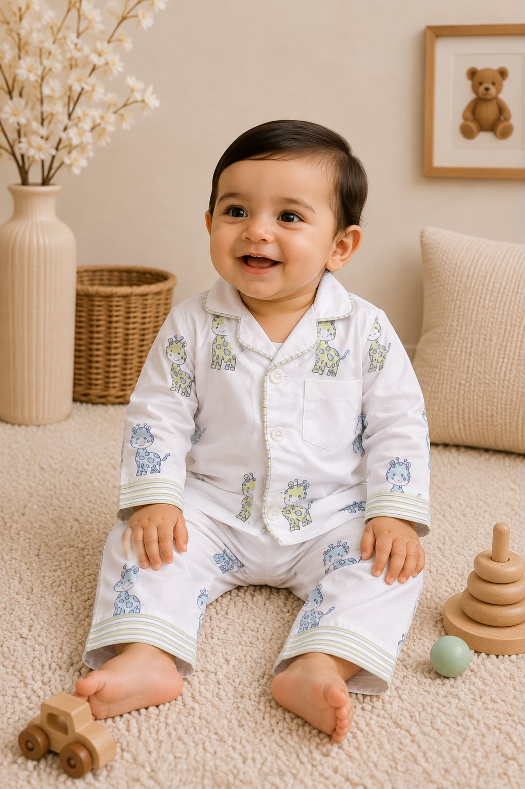Grey Giraffe Kids Night Suit