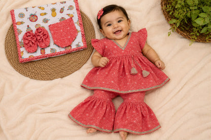 Newborn Pink Shibori Jamna Set for Girl